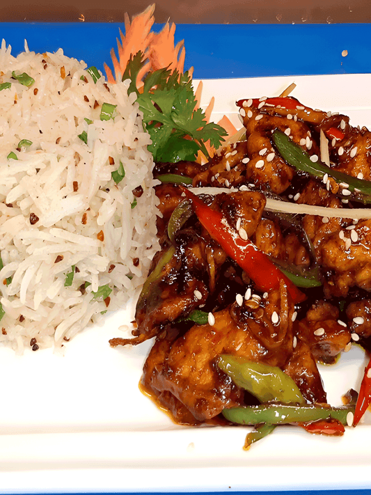 FISH CHILLI DRY WITH VEGETABLE RICE (278 Kcal)